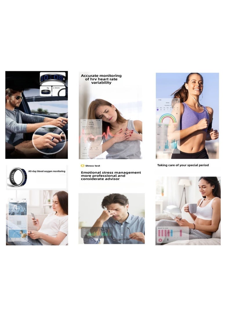 Smart Prayer Counting Ring | Prayer Counter, Rosary Counter | Wearable, Waterproof Technology | Health Monitoring Ring | Available in Black, Gold, and Silver, supports caller ID, counter, timer, with display screen, heart rate measurement, blood oxygen measurement, sleep health monitoring, remote control photography, gesture TikTok scrolling, e-book page turning, multiple sports modes, menstrual cycle management, remote care smart ring; Waterproof rating IP68. Size 8, 9, 10, 11 - Image 3